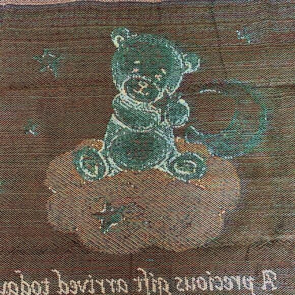 Baby Blessing Woven Tapestry Blanket Teddy Bear Nursery Receiving 42x 54 in. - Picture 8 of 10